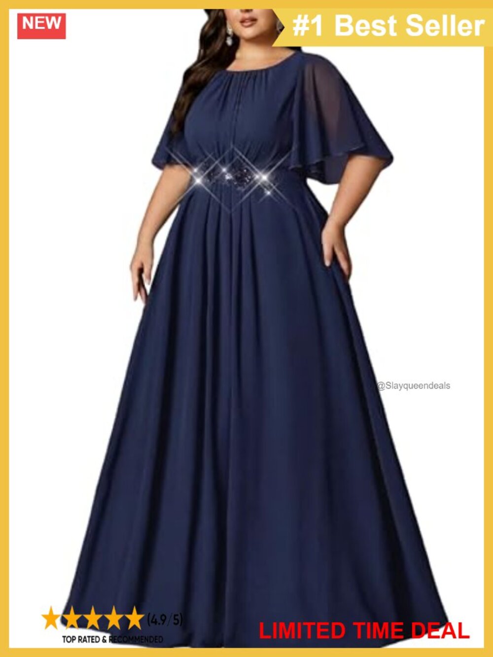 Plus Size A-Line Maxi Formal Wedding Guest Dress Chiffon